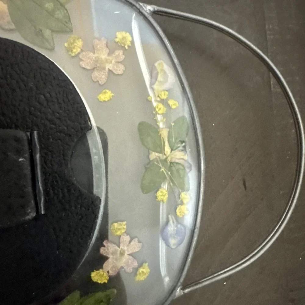 Vintage Pressed Spring Flowers Lead & Glass Picture‎ Frame 3